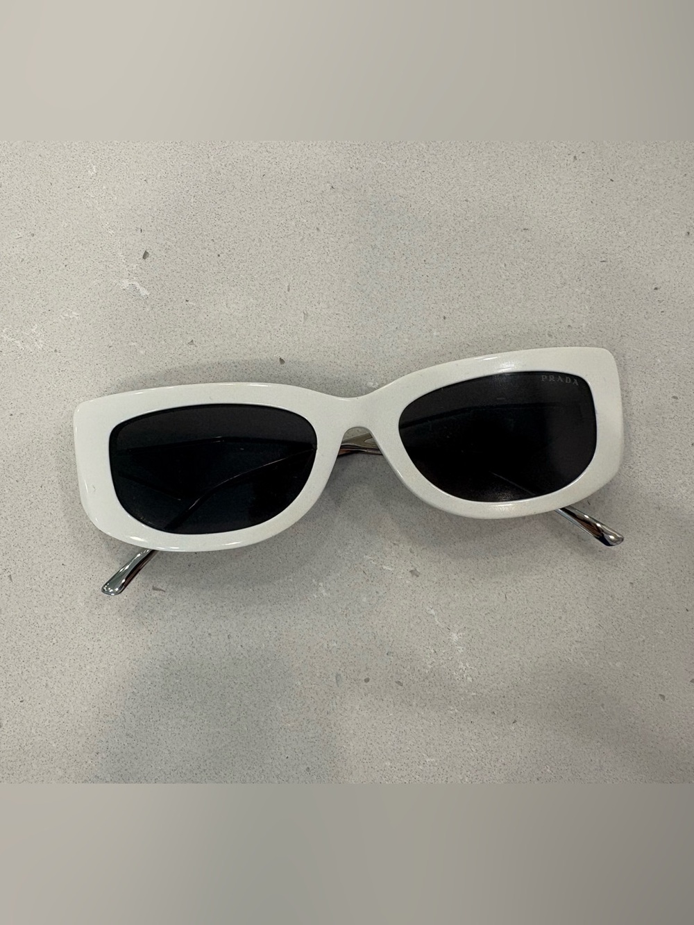 Prada White Cat-Eye Sunglasses with Black Lenses